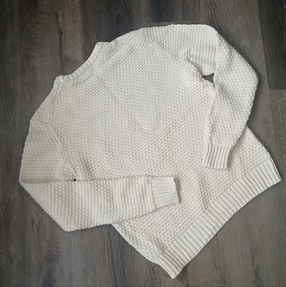 Cream Cable Knit Sweater Cozy Rory Cotton Blend Size Small - Picture 5 of 5